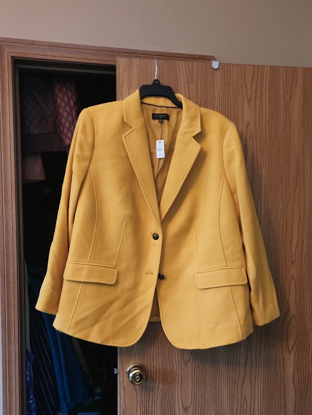 Talbots Mustard Wool-Blend Blazer in Warm Yellow
